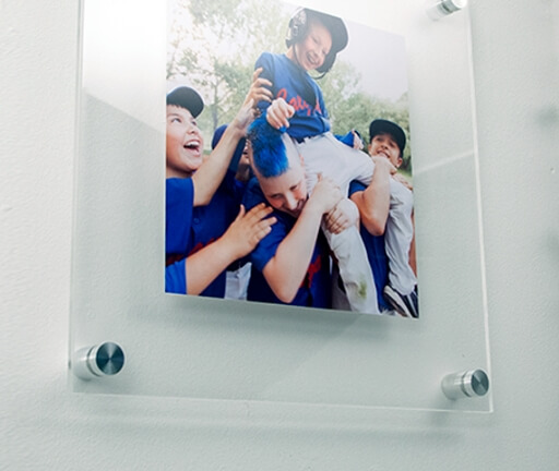 glass picture on metal standoffs