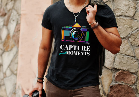 Guy in Printed T-shirt